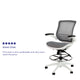 Gray Mesh/White Frame |#| Gray Mid-Back Mesh Drafting Chair with White Frame and Flip-Up Arms