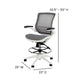 Gray Mesh/White Frame |#| Gray Mid-Back Mesh Drafting Chair with White Frame and Flip-Up Arms