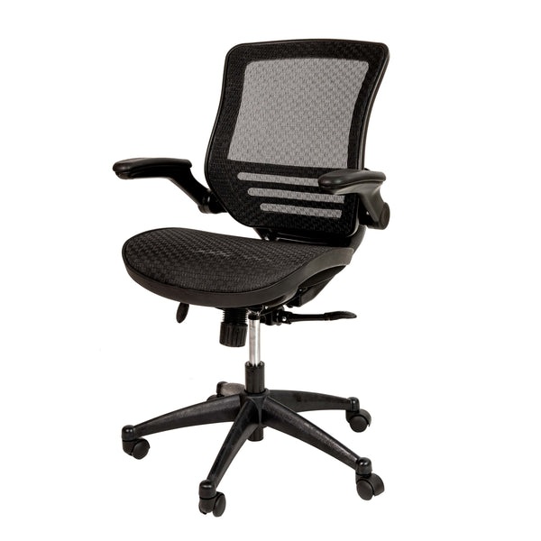 Black Mesh/Black Frame |#| Black Mid-Back Mesh Executive Office Chair with Black Frame and Flip-Up Arms