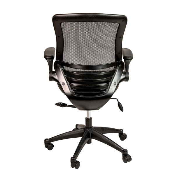 Black Mesh/Black Frame |#| Black Mid-Back Mesh Executive Office Chair with Black Frame and Flip-Up Arms