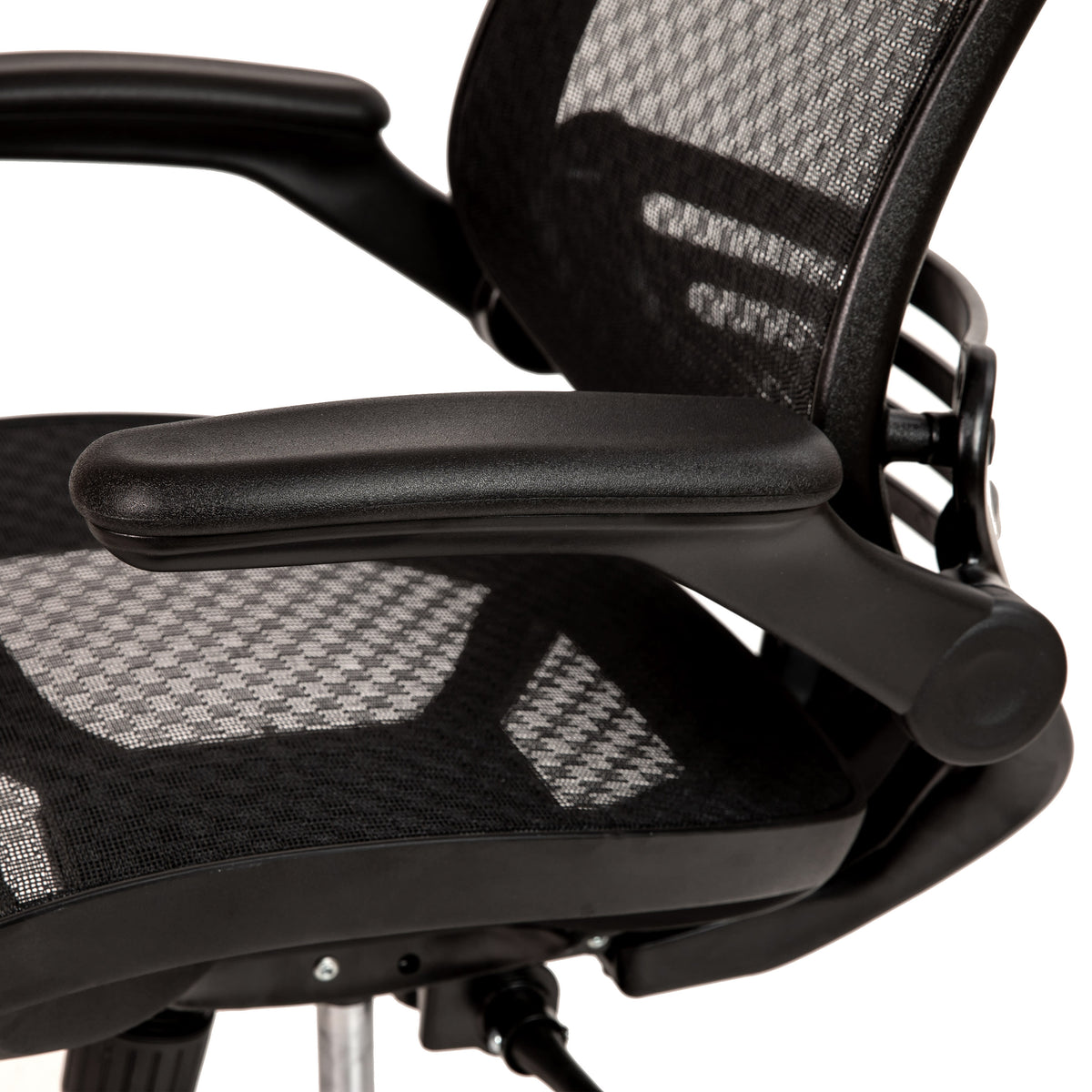 Black Mesh/Black Frame |#| Black Mid-Back Mesh Executive Office Chair with Black Frame and Flip-Up Arms