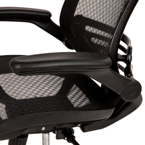 Black Mesh/Black Frame |#| Black Mid-Back Mesh Executive Office Chair with Black Frame and Flip-Up Arms