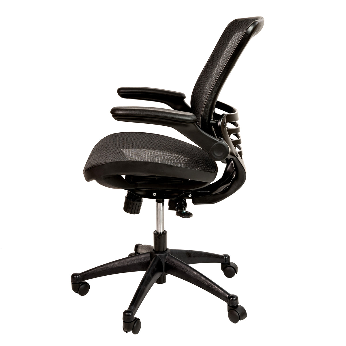 Black Mesh/Black Frame |#| Black Mid-Back Mesh Executive Office Chair with Black Frame and Flip-Up Arms