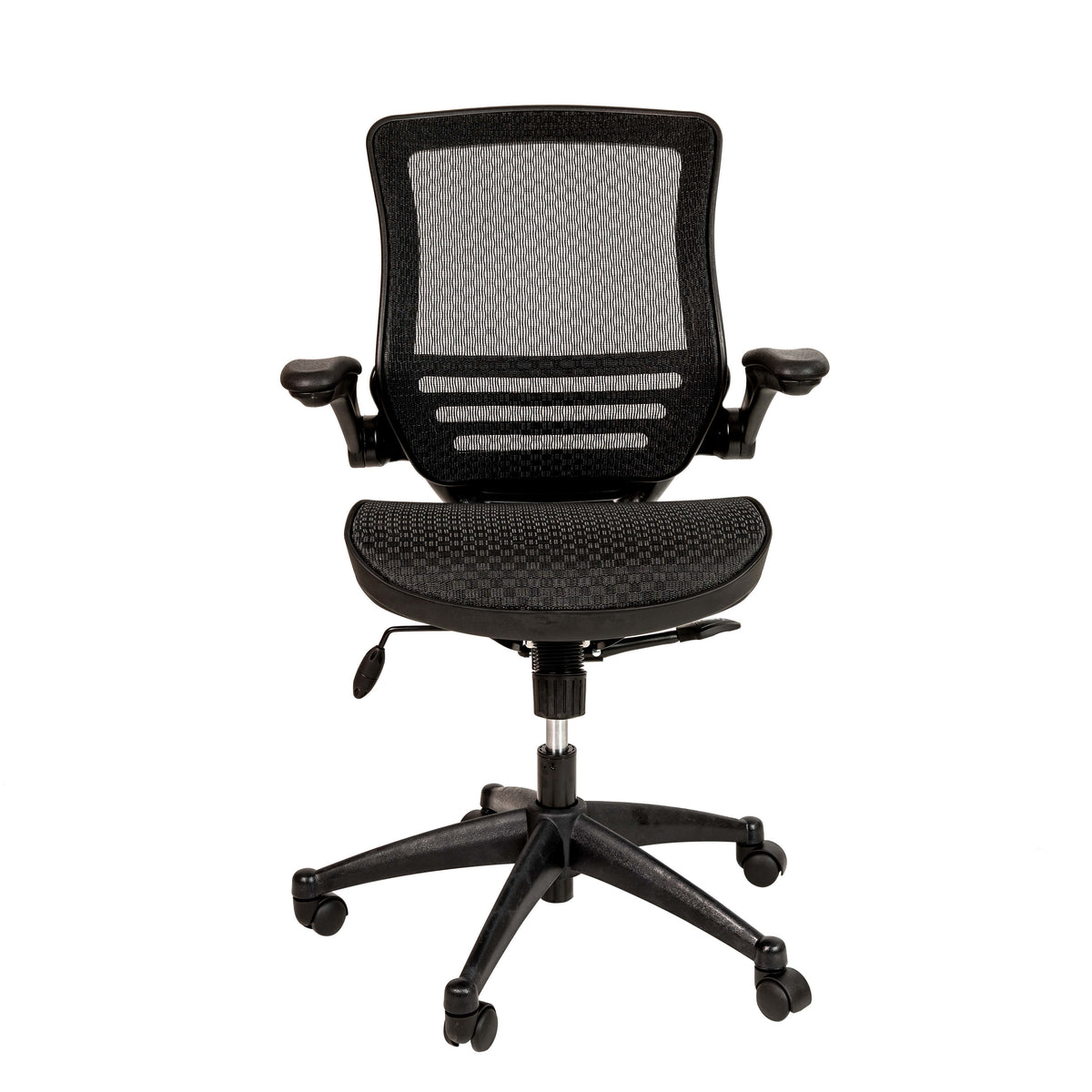Black Mesh/Black Frame |#| Black Mid-Back Mesh Executive Office Chair with Black Frame and Flip-Up Arms