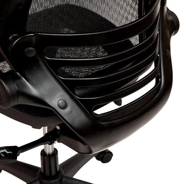 Black Mesh/Black Frame |#| Black Mid-Back Mesh Executive Office Chair with Black Frame and Flip-Up Arms