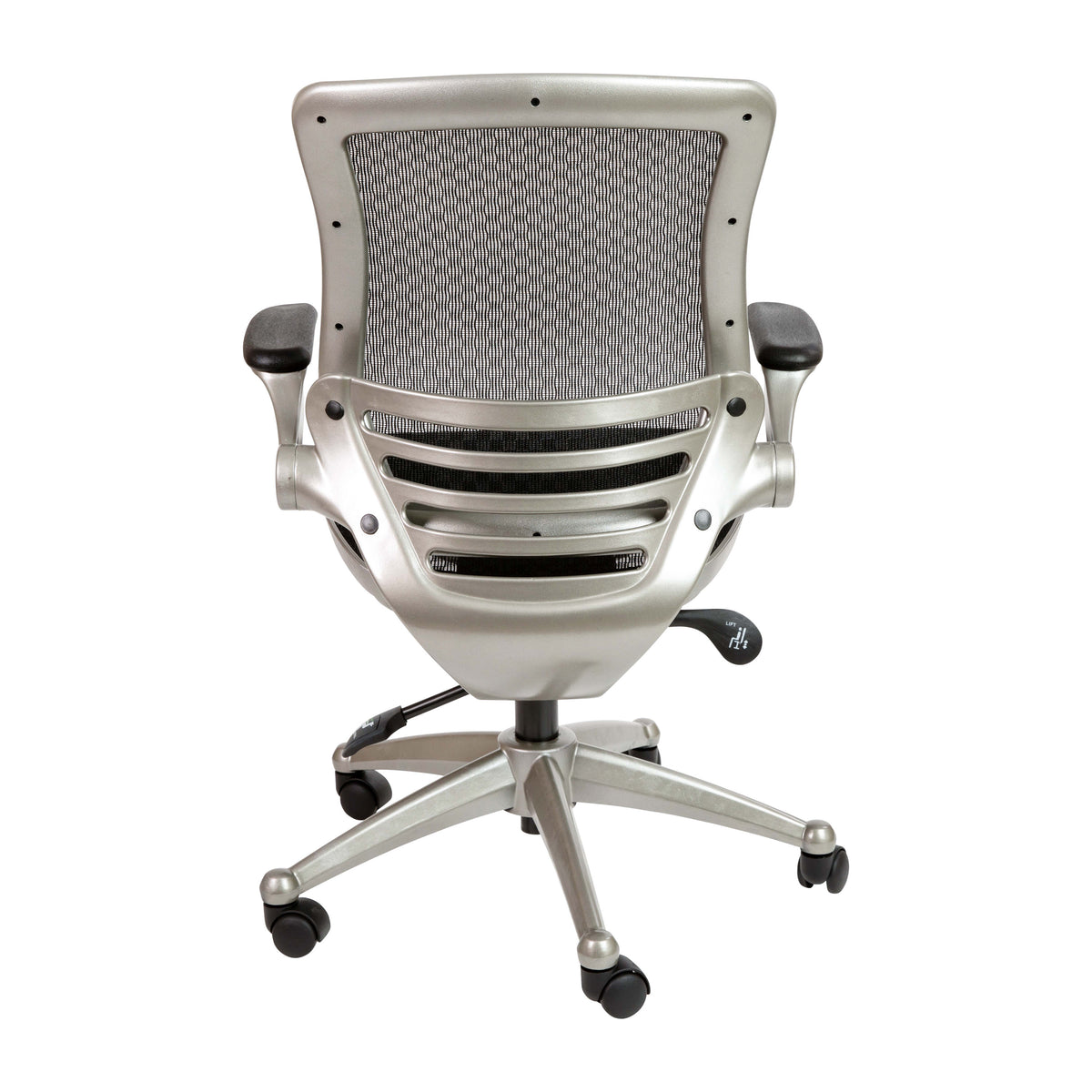 Black Mesh/Graphite Silver Frame |#| Black Mid-Back Mesh Executive Office Chair with Graphite Frame and Flip-Up Arms