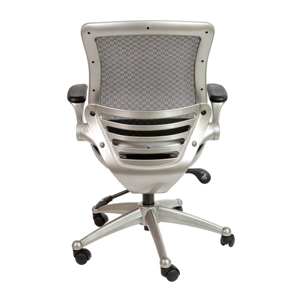 Black Mesh/Graphite Silver Frame |#| Black Mid-Back Mesh Executive Office Chair with Graphite Frame and Flip-Up Arms