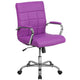 Purple |#| Mid-Back Purple Vinyl Executive Swivel Office Chair with Chrome Base and Arms