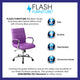 Purple |#| Mid-Back Purple Vinyl Executive Swivel Office Chair with Chrome Base and Arms