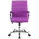 Purple |#| Mid-Back Purple Vinyl Executive Swivel Office Chair with Chrome Base and Arms