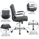 Black |#| Mid-Back Black Vinyl Executive Swivel Office Chair with Chrome Base and Arms