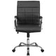 Black |#| Mid-Back Black Vinyl Executive Swivel Office Chair with Chrome Base and Arms