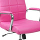 Pink |#| Mid-Back Pink Vinyl Executive Swivel Office Chair with Chrome Base and Arms