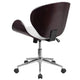 White LeatherSoft/Mahogany Frame |#| Mid-Back Mahogany Wood Conference Office Chair in White LeatherSoft