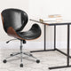 Black LeatherSoft/Walnut Frame |#| Mid-Back Walnut Wood Conference Office Chair in Black LeatherSoft