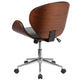 Black LeatherSoft/Walnut Frame |#| Mid-Back Walnut Wood Conference Office Chair in Black LeatherSoft