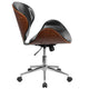 Black LeatherSoft/Walnut Frame |#| Mid-Back Walnut Wood Conference Office Chair in Black LeatherSoft