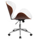 White LeatherSoft/Walnut Frame |#| Mid-Back Walnut Wood Conference Office Chair in White LeatherSoft