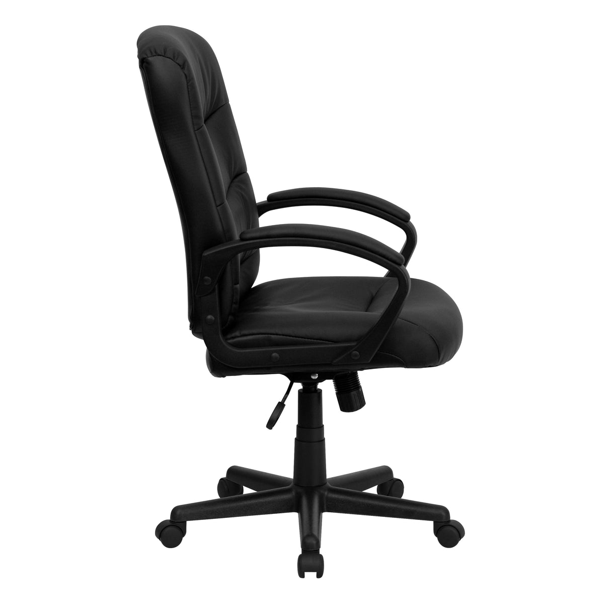 Mid-Back Black LeatherSoft Office Chair with Three Line Horizontal Stitch Back