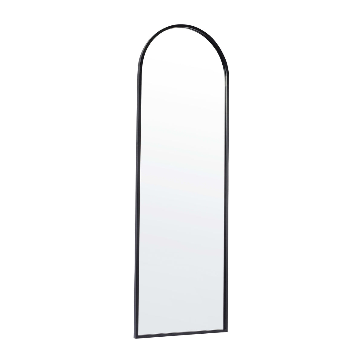 Black,22inchW x 65inchL |#| Full Floor Length Arched Mirror with Slim Black Metal Frame- 22inch x 65inch