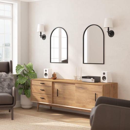 Mila Arched Metal Framed Wall Mirror for Hallways, Entryways, Dining and Living Rooms