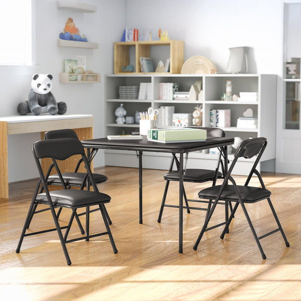 Black |#| Kids Black 5 Piece Folding Table and Chair Set - Kids Activity Table Set