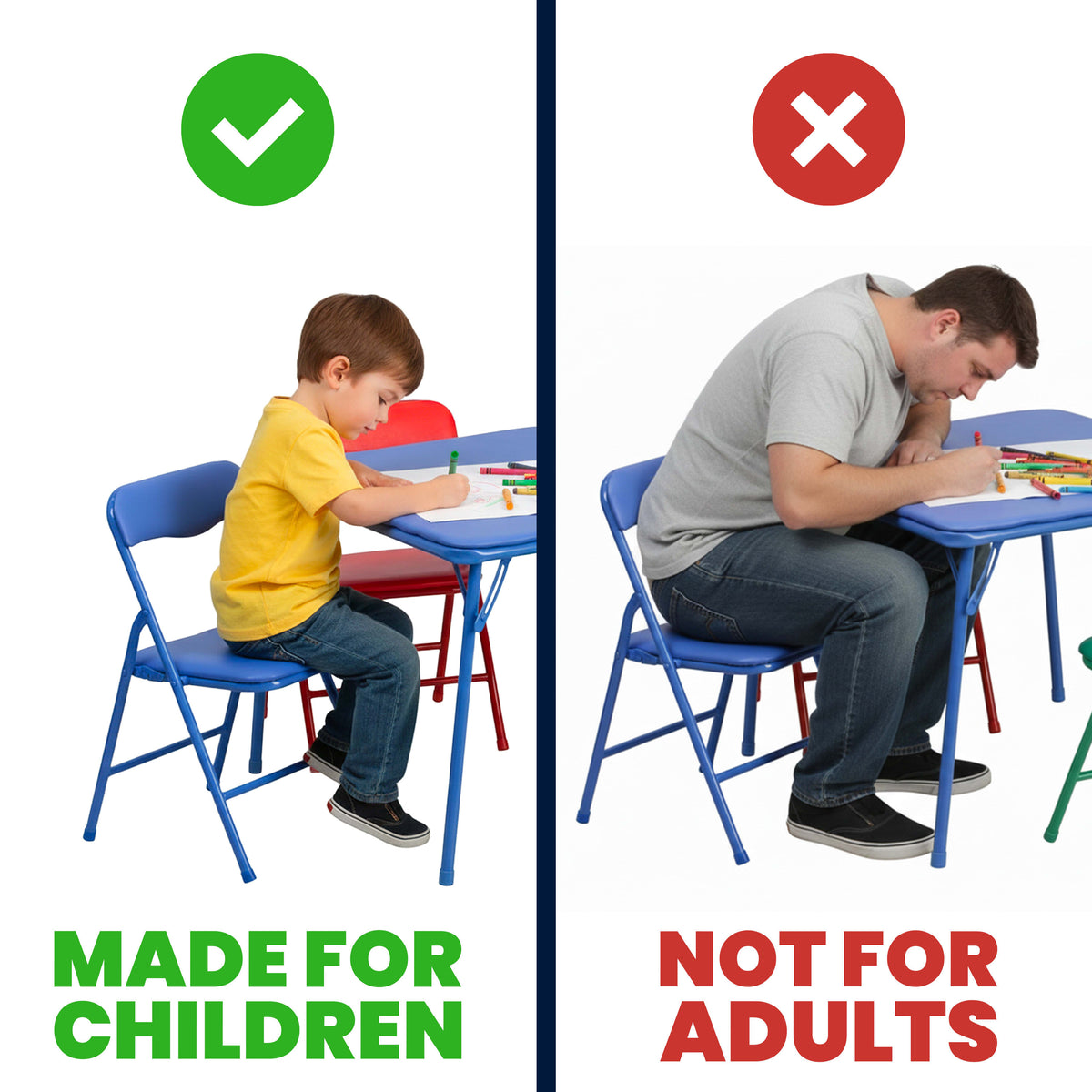 White |#| Kids White 5 Piece Folding Activity Table and Chair Set for Home & Daycare