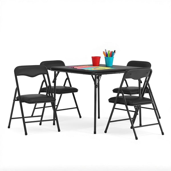 Black |#| Kids Black 5 Piece Folding Table and Chair Set - Kids Activity Table Set