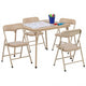 Tan |#| Kids Tan 5 Piece Folding Table and Chair Set - Kids Activity Table Set