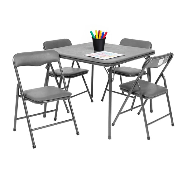 Gray |#| Kids Gray 5 Piece Folding Activity Table and Chair Set for Home & Daycare
