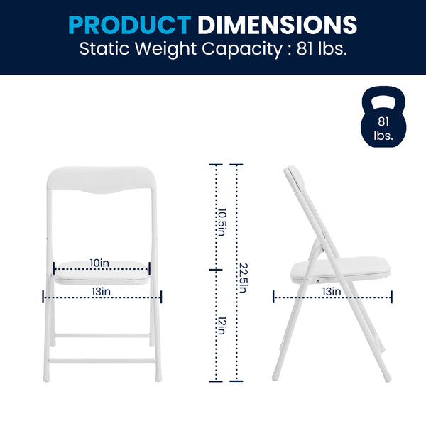 White |#| Kids White 5 Piece Folding Activity Table and Chair Set for Home & Daycare