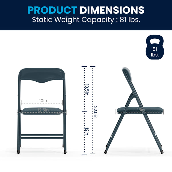 Navy |#| Kids Navy 5 Piece Folding Activity Table and Chair Set for Home & Daycare