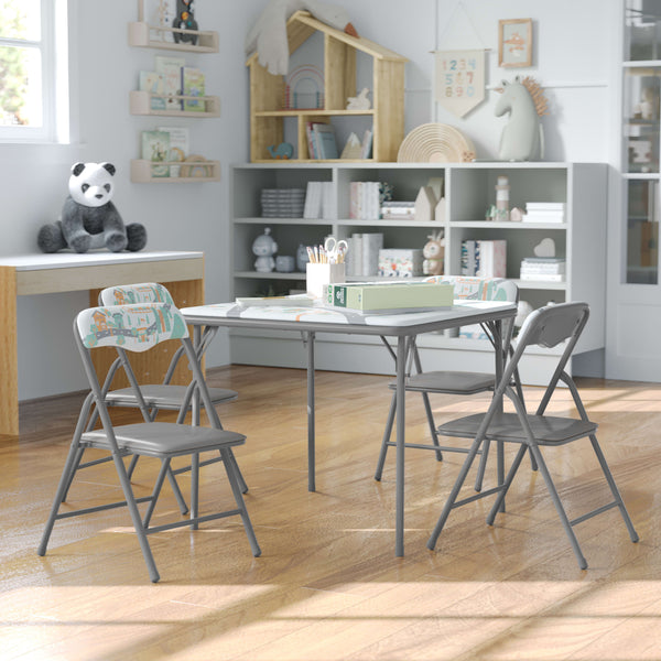 Printed |#| Kids Printed 5 Piece Folding Activity Table and Chair Set for Home & Daycare