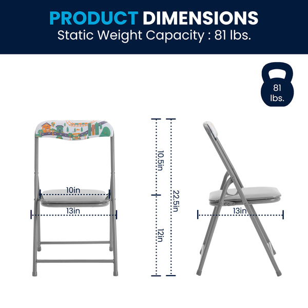 Printed |#| Kids Printed 5 Piece Folding Activity Table and Chair Set for Home & Daycare