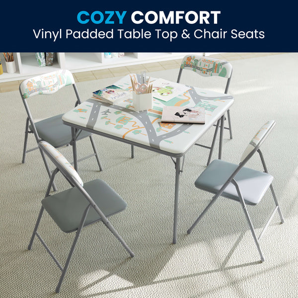 Printed |#| Kids Printed 5 Piece Folding Activity Table and Chair Set for Home & Daycare