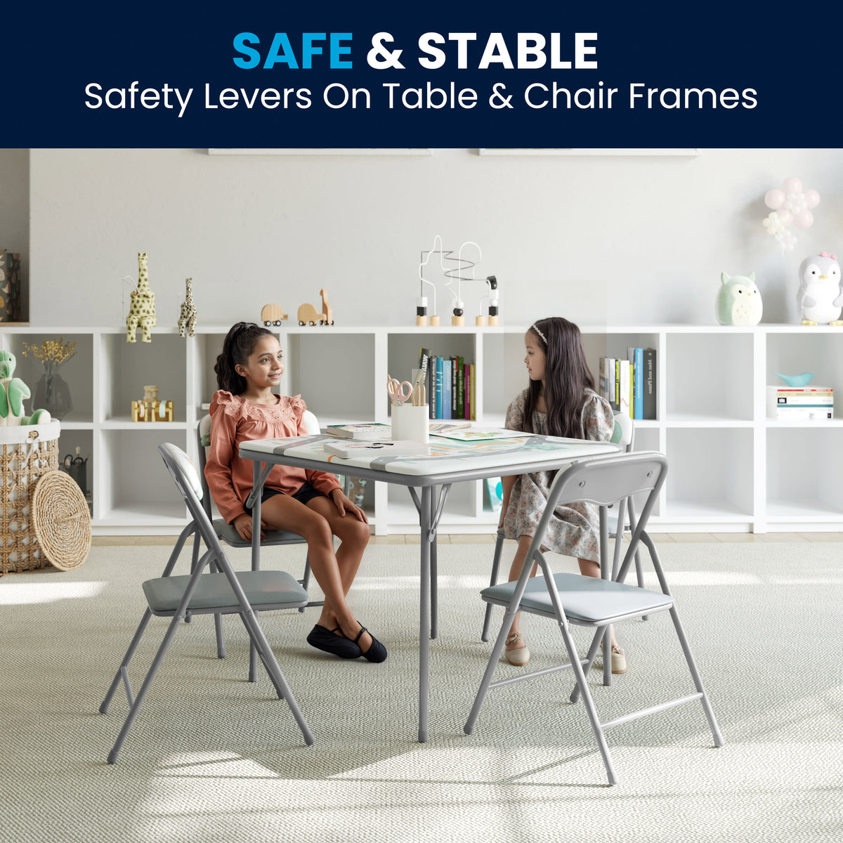 Printed |#| Kids Printed 5 Piece Folding Activity Table and Chair Set for Home & Daycare