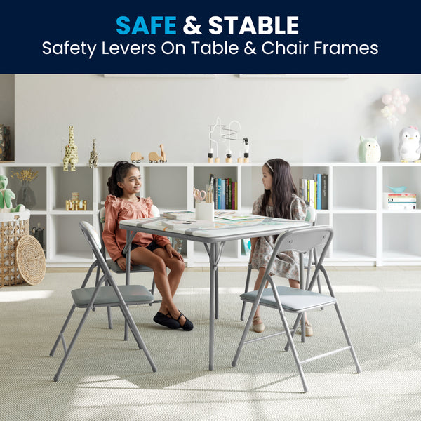 Printed |#| Kids Printed 5 Piece Folding Activity Table and Chair Set for Home & Daycare