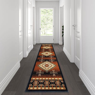 Mirage Collection Southwestern Style Olefin Area Rug with Jute Backing for Entryway, Bedroom, Living Room