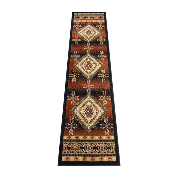 Black,2' x 7' |#| Indoor Southwestern Themed  Black 2' x 7' Area Rug for Multiple Flooring Types