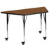Oak Top/Black Frame |#| Mobile 22.5"W x 45"L Trapezoid Oak HP Laminate Adjustable Leg Activity Table