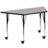 Gray Top/Black Frame |#| Mobile 22.5"W x 45"L Trapezoid Grey HP Laminate Adjustable Leg Activity Table