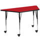 Red |#| Mobile 22.5inchW x 45inchL Trapezoid Red HP Laminate Adjustable Leg Activity Table