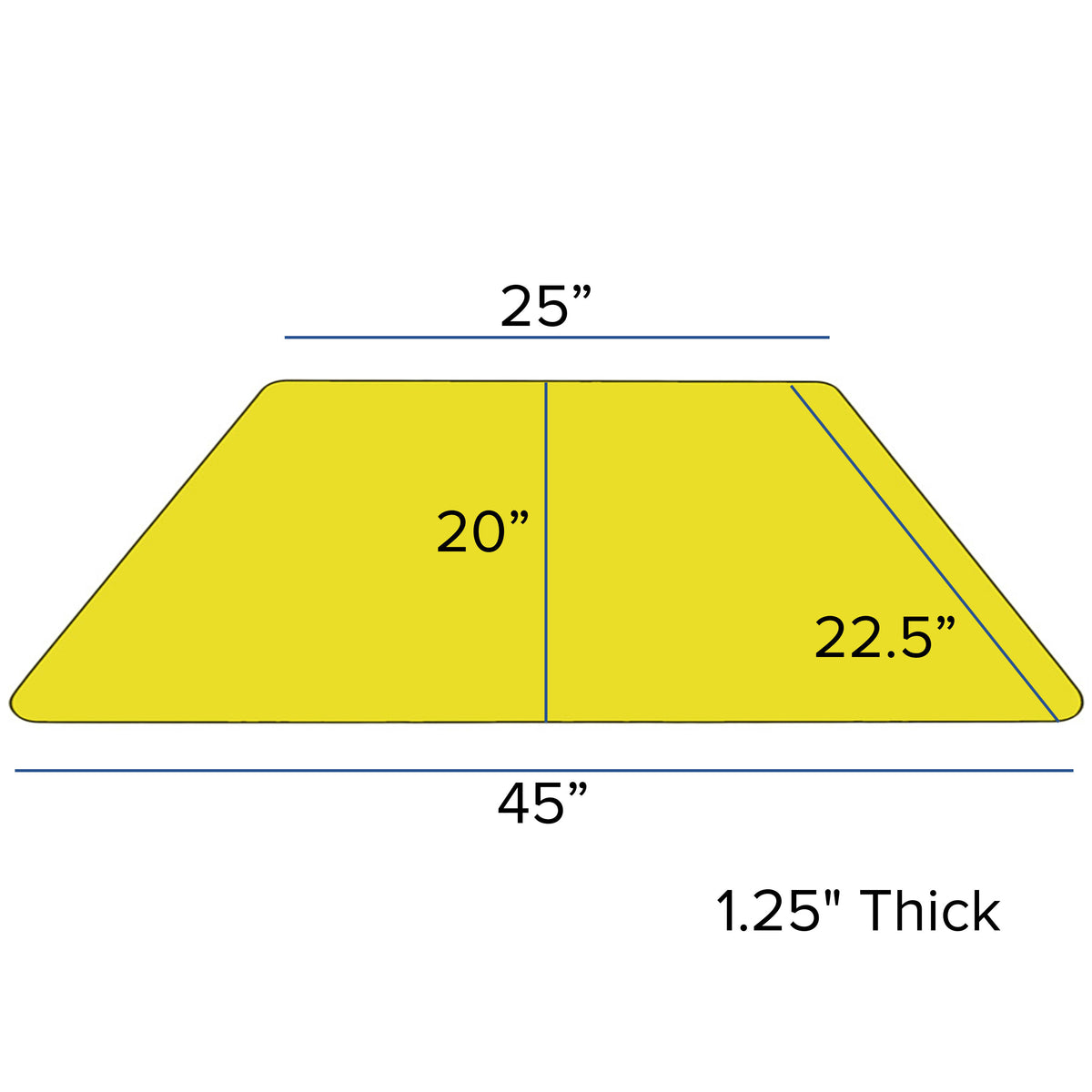 Yellow |#| Mobile 22.5inchW x 45inchL Trapezoid Yellow HP Laminate Adjustable Leg Activity Table