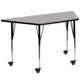 Gray |#| Mobile 22.5inchW x 45inchL Trapezoid Grey HP Laminate Adjustable Leg Activity Table