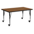 Oak Top/Black Frame |#| Mobile 24"W x 60"L Rectangular Oak HP Laminate Adjustable Leg Activity Table