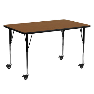 Mobile 24''W x 60''L Rectangular HP Laminate Activity Table - Adjustable Legs - View 1