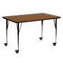 Oak Top/Black Frame |#| Mobile 24"W x 60"L Rectangular Oak HP Laminate Adjustable Leg Activity Table