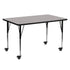 Gray Top/Black Frame |#| Mobile 24"W x 60"L Rectangular Grey HP Laminate Adjustable Leg Activity Table