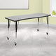 Grey |#| Mobile 26inchW x 60inchL Rectangular Wave Collaborative Grey Adjustable Activity Table