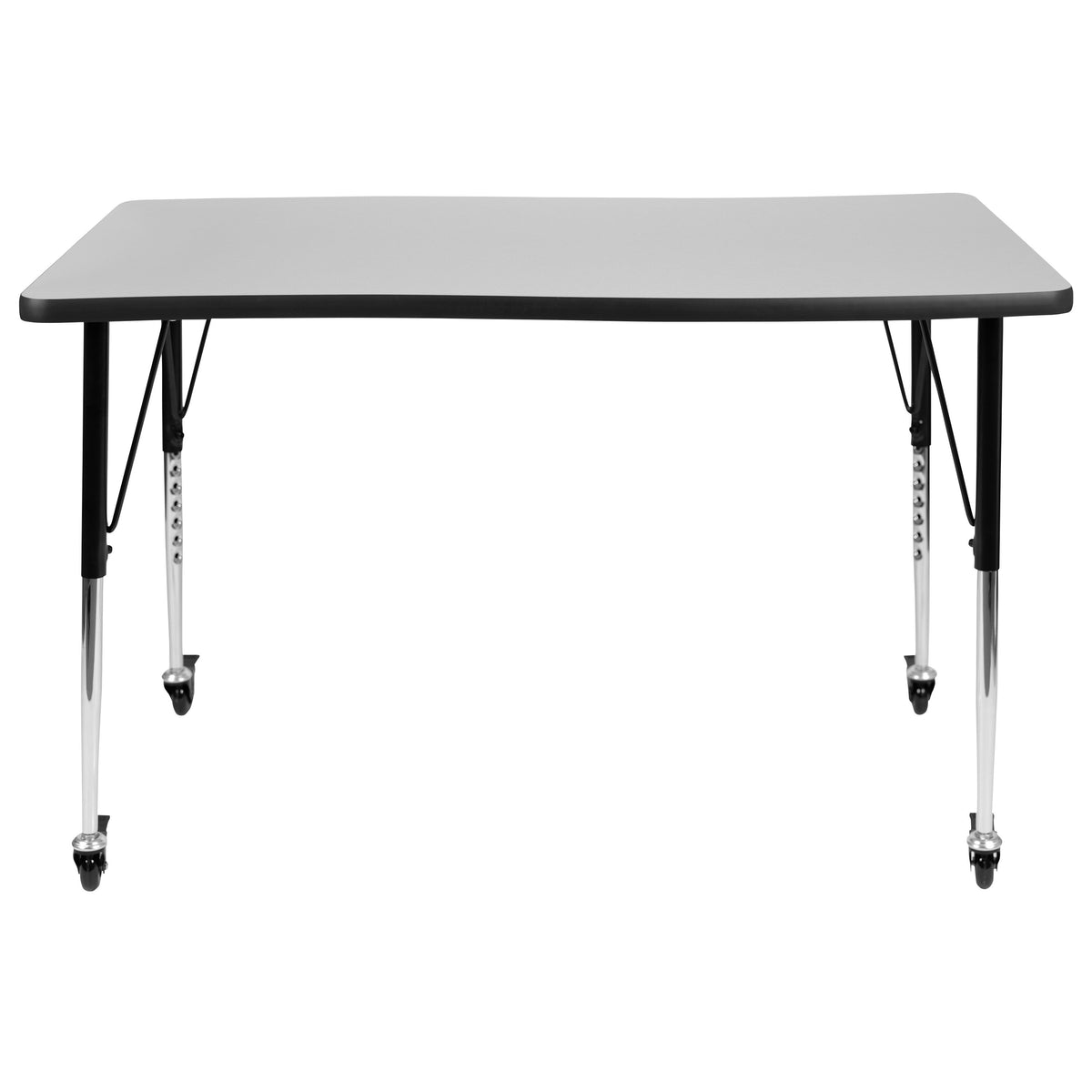 Grey |#| Mobile 28inchWx47.5inchL Rectangular Wave Collaborative Grey Adjustable Activity Table